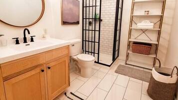 Eco-friendly toiletries, hair dryer, towels