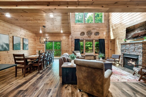 Smart TV, fireplace, video games