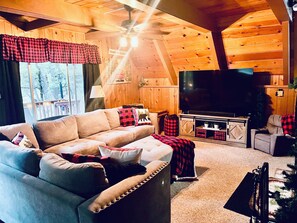 Smart TV, chimenea, videojuegos y reproductor de DVD 