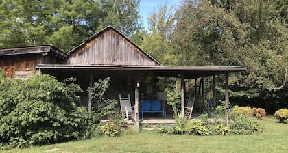 Peacocks, blacksmithing, buffalo, wildlife, a studio cabin by the pond.