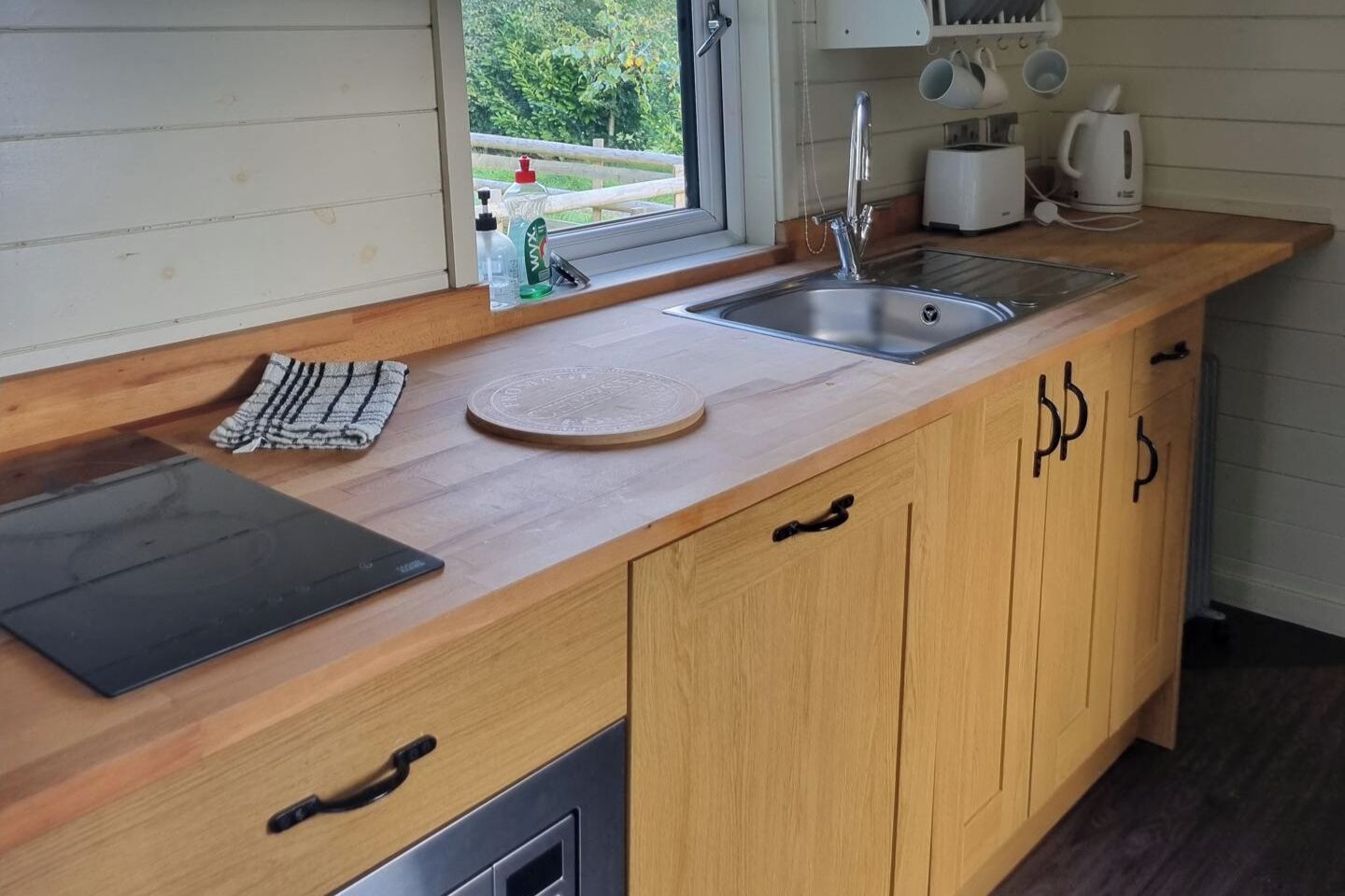 Fridge, microwave, stovetop