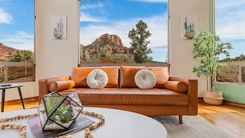 Smart TV, fireplace, foosball, books