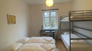 Desk, free WiFi, bed sheets