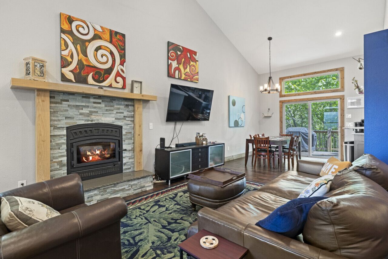 Smart TV, chimenea y reproductor de DVD 