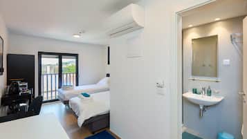 Minibar, desk, laptop workspace, soundproofing