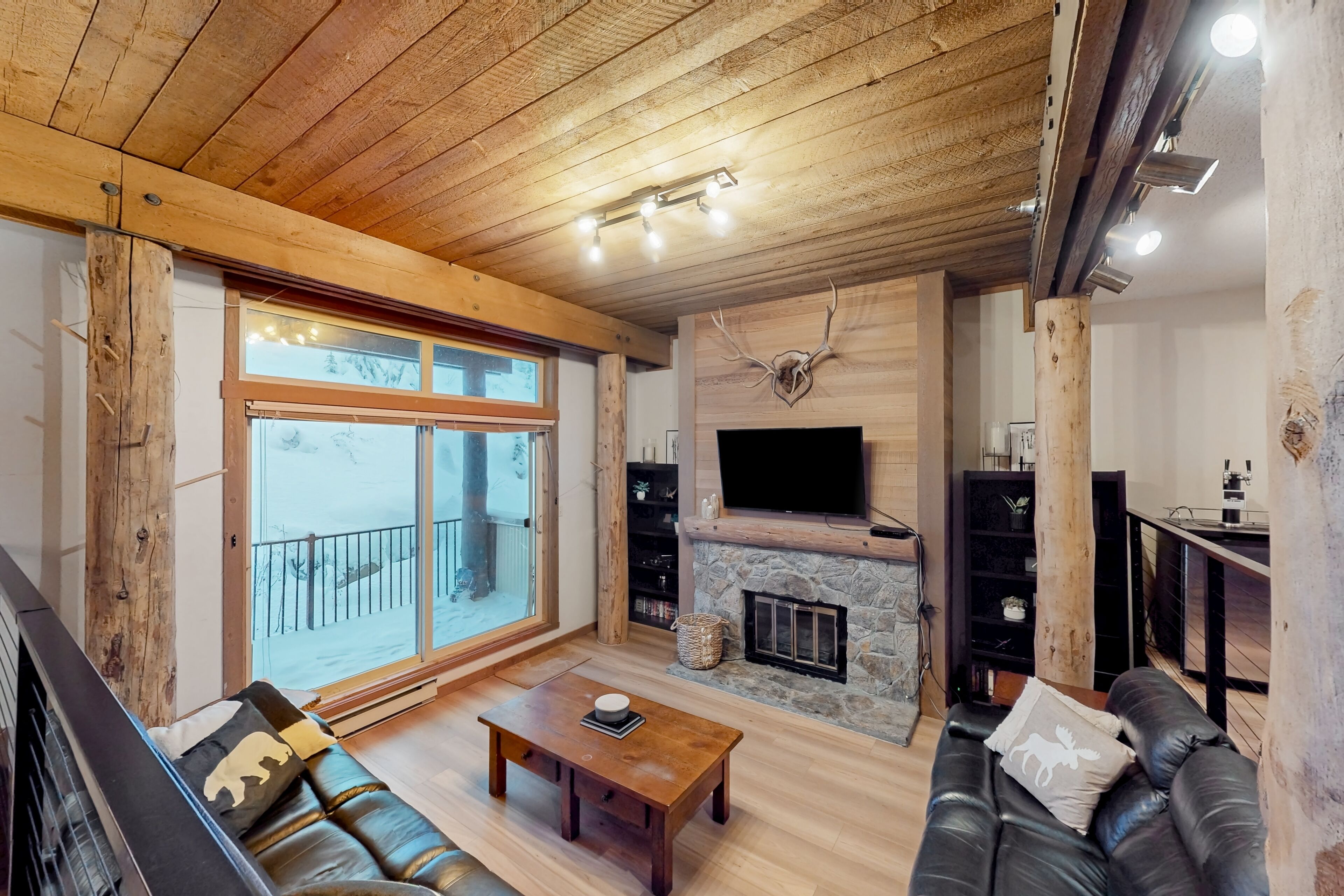 TV, caminetto, lettore DVD, tavolo da ping pong