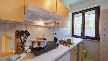 Estudio estándar, vista a la montaña (Il Nido di Elda (few steps from) | Cocina privada | Refrigerador, microondas, parrilla de estufa y lavavajillas