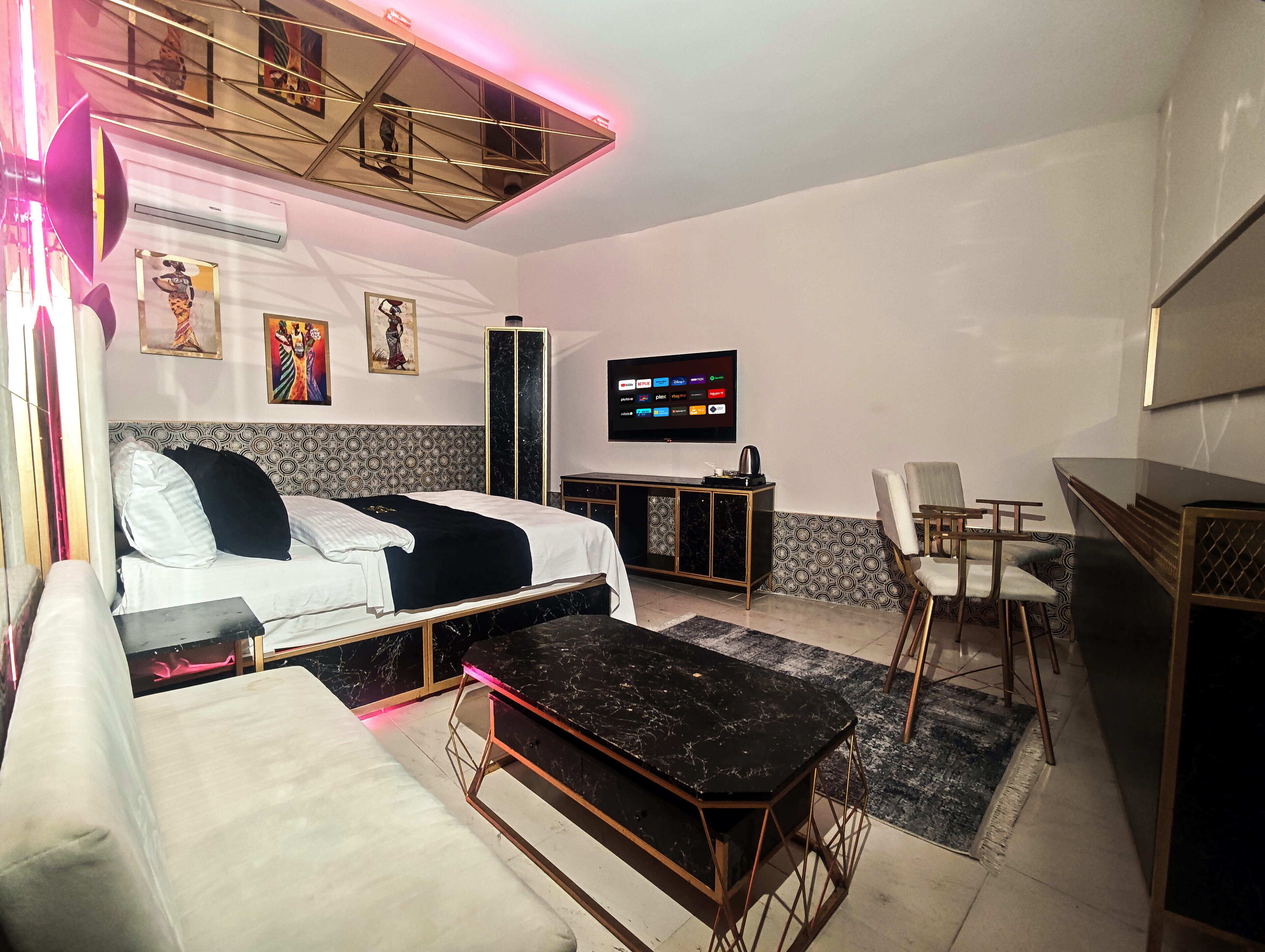 Egyptian cotton sheets, premium bedding, down duvets, minibar