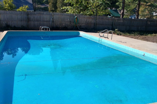 Swimming pool with tree reflection