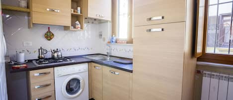 Großer Kühlschrank, Mikrowelle, Geschirrspüler, Toaster