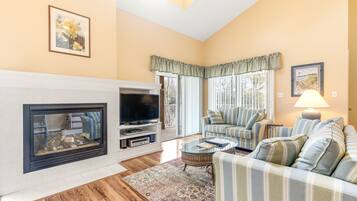 TV, fireplace, DVD player, stereo