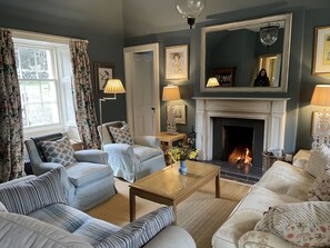 TV, fireplace, DVD player, books
