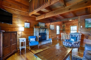 Smart TV, fireplace - Pet-friendly Rustic Cabin w/ Game Room and Deck (Pigeon Forge)