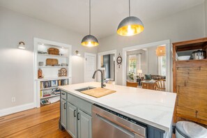 Fridge, microwave, oven, stovetop - Boho-Chic Three Bedroom Bungalow in Sloan's Lake (Denver)