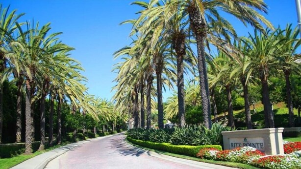A street lined with palm trees and a sign that reads "Ritz-Pointe." - Ritz Pointe Paradise!  Walking distance to the beach... (Dana Point)
