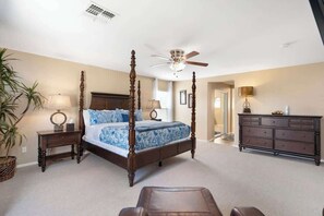 4 bedrooms, desk, iron/ironing board, travel cot