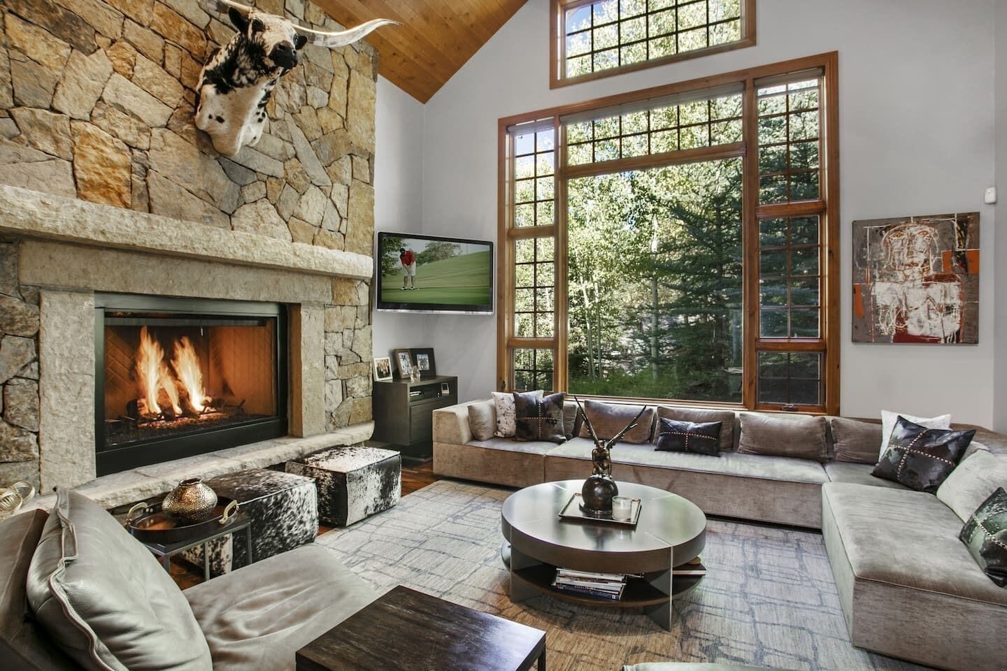 Televisión y chimenea 