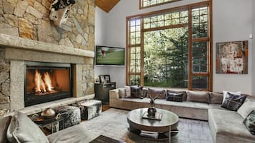 Televisión y chimenea