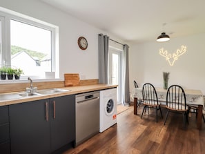 Fridge, dishwasher, electric kettle, toaster