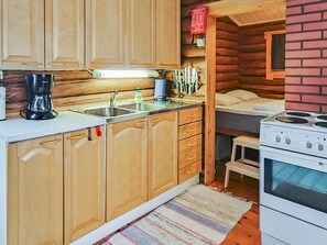 Fridge, microwave, cookware/dishes/utensils