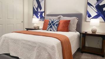 1 bedroom, desk, iron/ironing board, travel cot