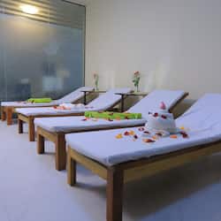 Sauna, steam room, body treatments, deep-tissue massages