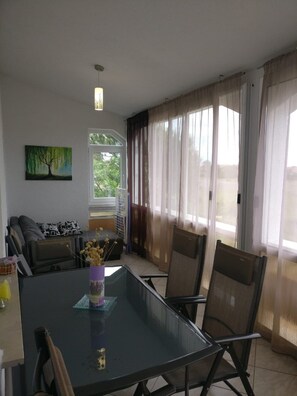 Apartment (One Bedroom Apartment with Terrace (F) | Living room | 25-inch flat-screen TV with cable channels, TV