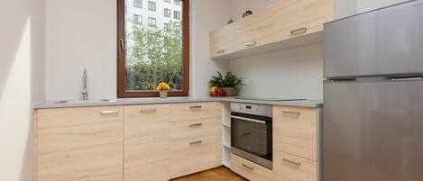 Fridge, oven, stovetop, dishwasher