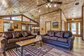 Smart TV, fireplace, video games, DVD player
