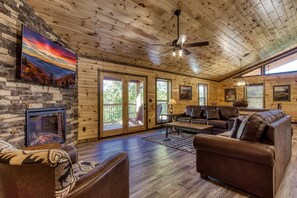 Smart TV, fireplace, video games, DVD player