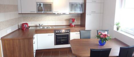 Kühlschrank, Mikrowelle, Herdplatte, Geschirrspüler