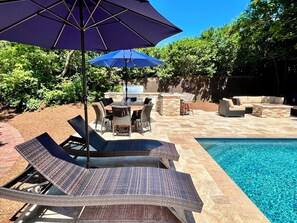 Outdoor dining - East Dennis Sanctuary with Heated Pool and Spa RPAM088 (Dennis)