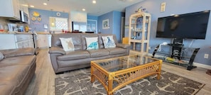 Apartment, Multiple Beds, Balcony, Ocean View | Living area | 40-inch TV with cable channels