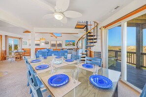 Dining - Oceanfront Home in Waves with Hot Tub, Smart TVs, Grill. Don't Waves Goodbye! (Waves)