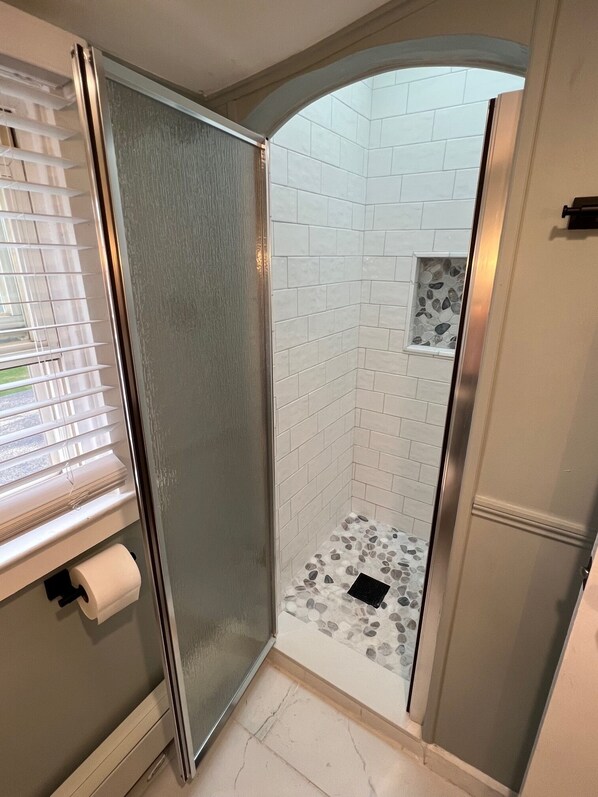 new shower with skylight on 2nd floor
- Cheerful, Newly Renovated Cottage close to Newport w/ hot tub! (MIddletown)