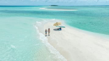 Private beach nearby, white sand, free beach shuttle, sun loungers