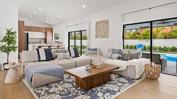 Smart TV, fireplace, video games, stereo