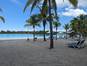 On the beach, beach towels