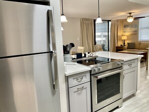 Fridge, microwave, oven, stovetop - Beach Front @ Gulf House 206, Sea South Properties (Gulf Shores)