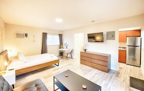 Desk, iron/ironing board, travel crib, free WiFi