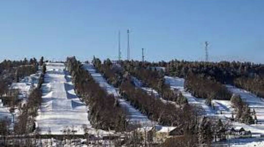 A snowy landscape with a clear sky.