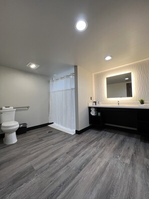 Deluxe Room, 1 King Bed, Accessible, Non Smoking | Bathroom | Shower, rainfall showerhead, soap, shampoo - Imperial Suites - Adults Only (Jackson)