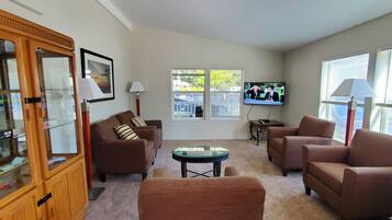 Premium House | Living area | 32-inch flat-screen TV with satellite channels, TV, DVD player