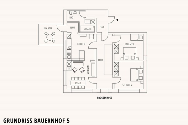 Ferienhof Homann Sauerland Bauernhof 5, 90qm, 2 Schlafzimmer, max. 6 Personen-Grundriss
