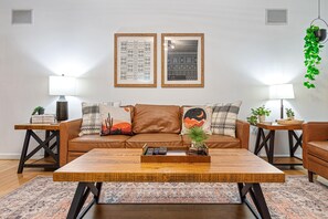 Smart TV, fireplace, video games, DVD player