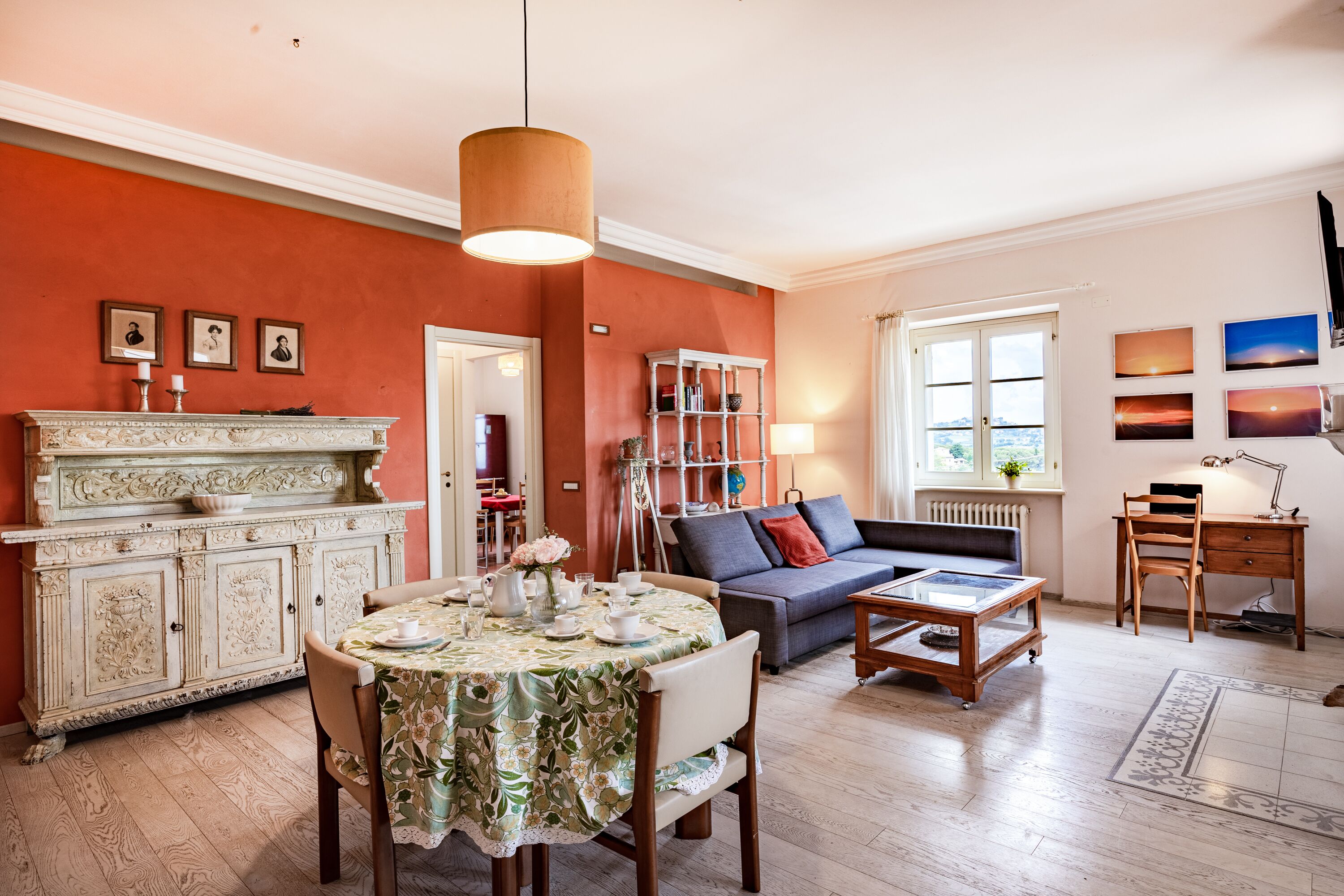 21-inch TV with digital channels, fireplace, video game console