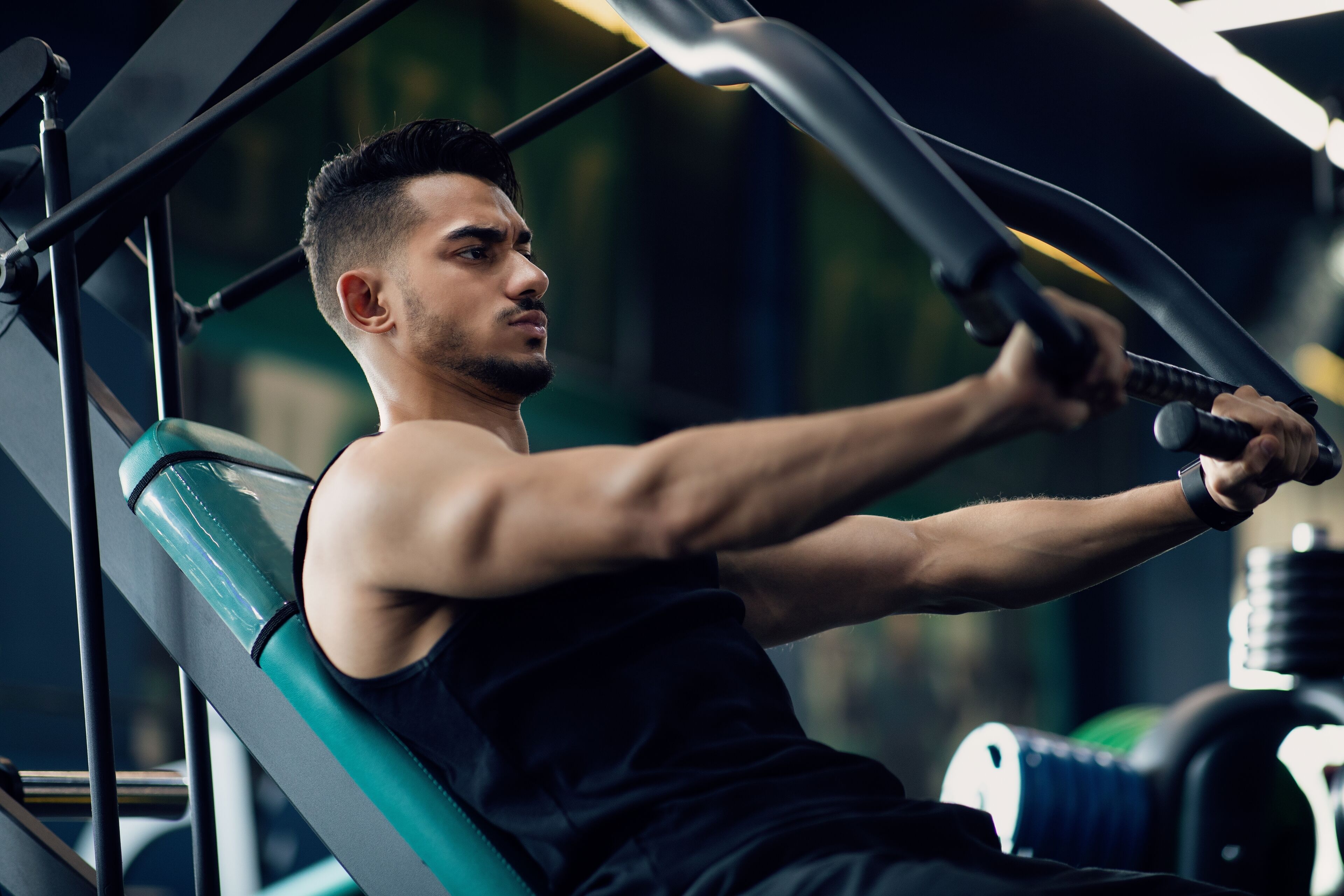 A person using a gym machine.