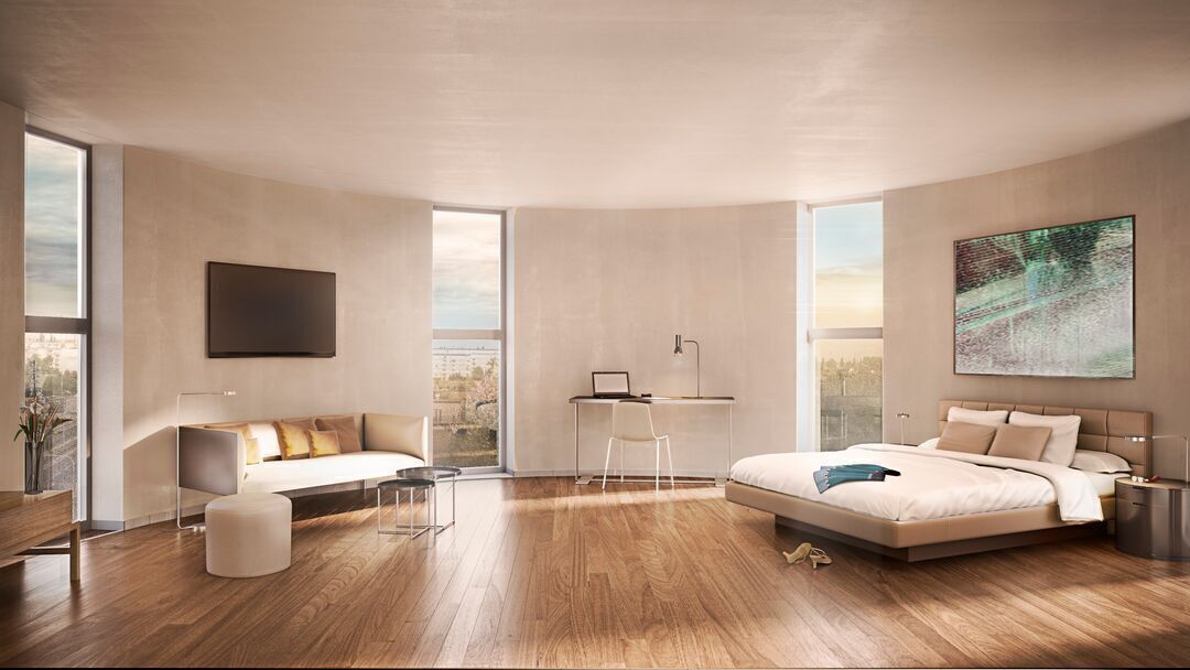 Premium bedding, Select Comfort beds, laptop workspace
