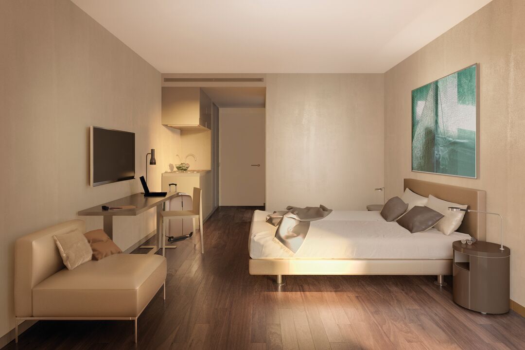 Premium bedding, Select Comfort beds, laptop workspace