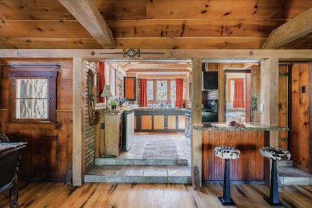 Fridge, microwave, oven, stovetop. Moonlight Retreat|Hot Tub, Fireplace, Walk to Village